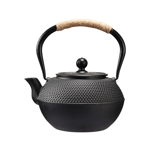 Fat Donglai same style iron teapot cast iron tea set kettle cast iron kettle retro tea brewing stove boiling teapot household Chinese style golden small kettle + filter 1 1200ml