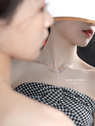 Kechu <Little Angel> original design high-end 925 sterling silver natural pearl necklace clavicle female wings retro fairy necklace freely adjustable within 45CM 1-3 days hair