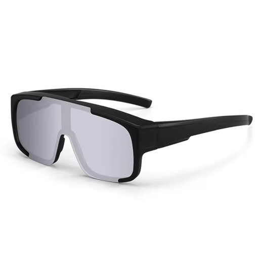 Ruoyu Cycling Glasses Myopia Set Road Bike Outdoor Sports Sunglasses Mountaineering Windproof Color-Changing Goggles Round Face Sunshade [Cycling/Mountaining Glasses] Black Silver/Can Set Myopia Glasses Unisex/High Definition UV Protection