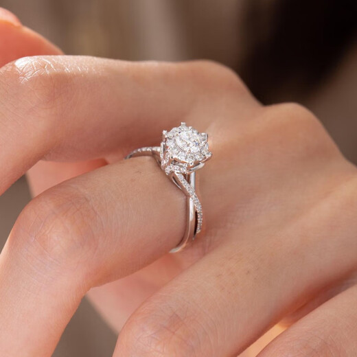 Guanpu Pavilion Fat Donglai quality pt950 platinum moissanite diamond ring women's moissanite diamond ring luxury 1g 2 carat proposal knot 2 carat D color moissanite thickened platinum plated benchmark No. 9