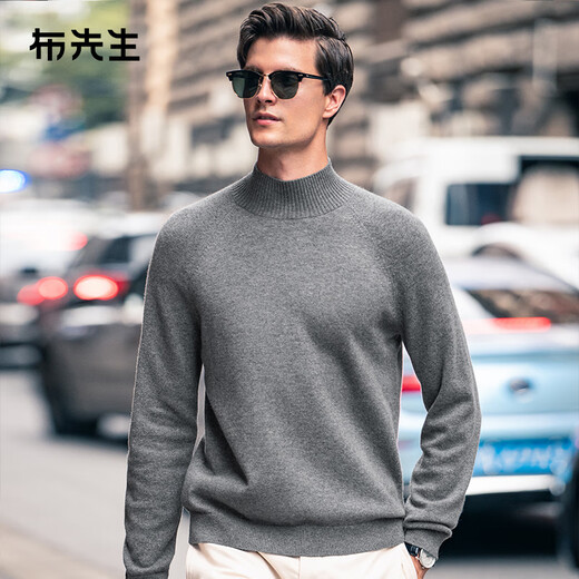 
Mr. Cloth half-high neck thickened pullover cashmere sweater men's 2025 spring and autumn solid color comfortable sweater BT11680 Volcanic ash L (175)