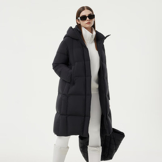 坦博尔（Tanboer）2025新款羽绒服女长款时尚百搭保暖加厚连帽面包服530836Z 黑色 XL