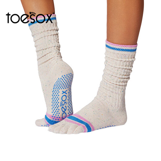 Toesox yoga socks mid-calf toe socks Pilates dance non-slip particle sports socks pile socks Slouch series soft pink S (size 34~38)