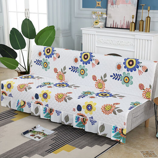 Xuxian full cover sofa cushion foldable sofa bed cover four-season universal non-slip sofa cover simple dual-purpose without armrests blue armrests 90*90