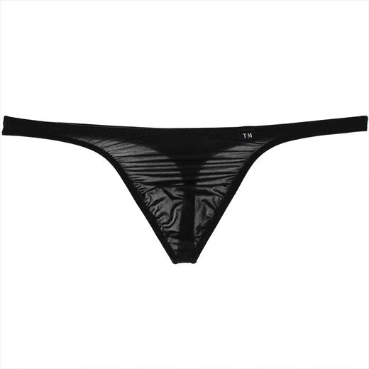 G-STATION TM series men's thong T2M2 high elastic silky milk silk one-piece sexy tight low-waisted thong underwear black (small size) M