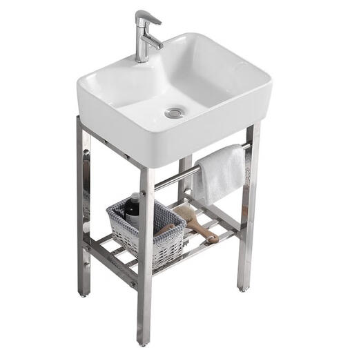 Cuenca de lavado de Balcón Chuangbang soporte de acero inoxidable de acero inoxidable Cuenca de lavado montada en el piso Mesa de lavado de baño pequeña sin golpes de 4837 cm + soporte + riego