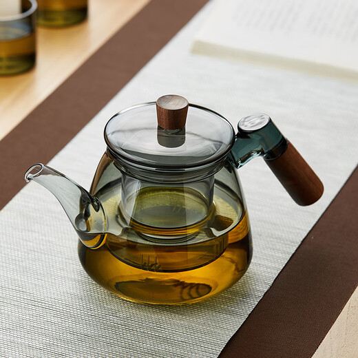 Mesni thickened glass teapot heat-resistant smoky gray glass tea maker home with filter kung fu tea set