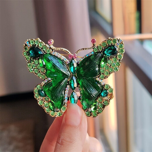 QUAMER Heavy Industry Crystal Big Butterfly Brooch Fashion Animal Insect Women's Brooch Second-hand High XZ0495-1