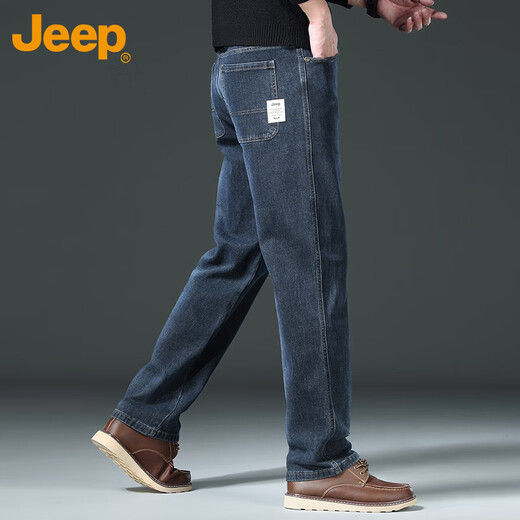 Jeep (Jeep) Jeans Summer de verano Straight Casual Pants de Men's Business Retro Men's Pants Blue Grey 33
