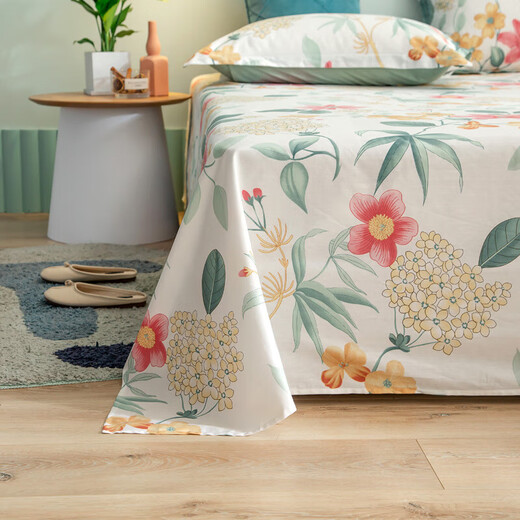 Grace 100% pure cotton 1.2 meters dormitory bed three-piece set four-piece set bed sheets and quilt cover single and double quilt cover bed sheets Mange Yayun rice 2m sheet four-piece set/quilt cover 220*240cm