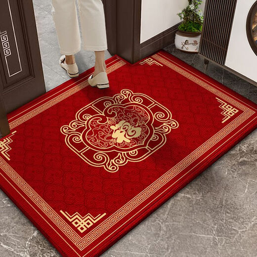 Shansui Chinese-style entrance door floor mat red door mat door carpet door mat resistant to stains and non-slip can be cut for festive home use Chinese pattern-Xun SJ 100X140cm