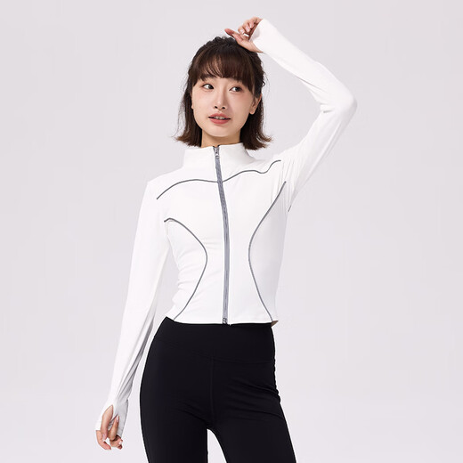 Kawasaki (KAWASAKI) Badminton Jacket Top Women's Autumn and Winter Fitness Clothing Sports Pilates Training Suit Long Sleeve Women's Knitted Jacket B2110 White S