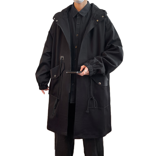 Karuwei 300 Jin Jin is equal to 0.5 kg. Extra large size medium-length windbreaker men's fat hooded cotton coat men's 2025 new work coat black 7XL recommended 240-270 Jin Jin is equal to 0.5 kg