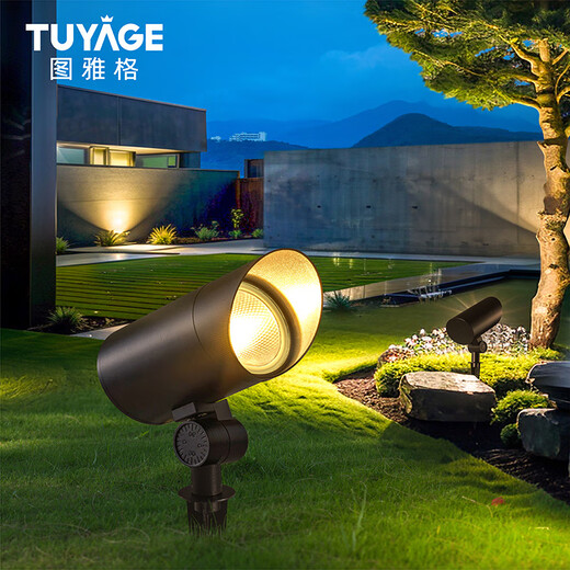 Tuyage tree light outdoor waterproof tree light led courtyard garden landscape villa lawn ground lamp 90mm diameter (ground plug type) 12W warm light
