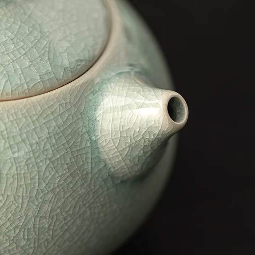Gold inlaid jade borneol Ru kiln Xishi teapot Kungfu tea set ceramic teapot open piece ice cracked teapot household handmade by Chen Weiqin