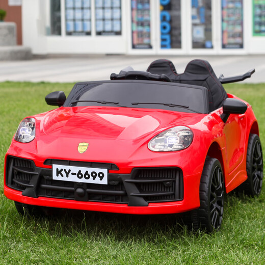 Tongxinyu children's electric car, four-wheeled, can sit on one person, with remote control, infant toy car, baby driving stroller, olive green, large battery, dual drive + Bluetooth music