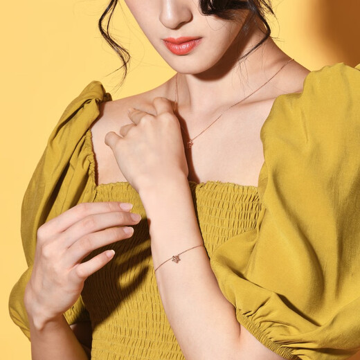 Chow Sang Sang 18K rose gold mint five-pointed star rose gold color gold bracelet women's K gold bracelet 91600B 19 cm
