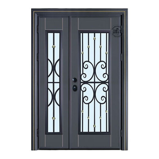勤凯新款门锌合金入户门钢化玻璃子母门农村别墅门欧式防盗进户门 钢化锻打01