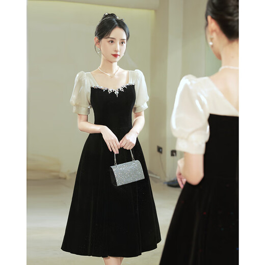 Vestido de noche negro de Seidler Nicho de lujo de lujo de alta gama Daily Daily Adult Gift For Women, las personas pequeñas pueden usar N Black L (recomendado 106-115 Jin [Jin equivale a 0.5 kg])