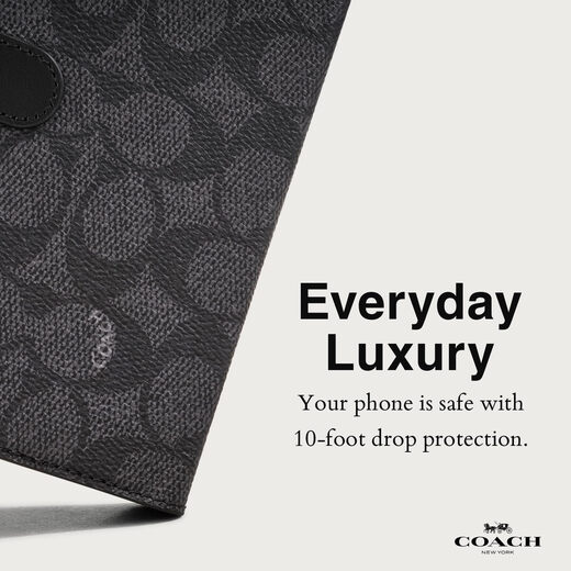 Coach 蔻驰钱包对开式 iPhone 15 Pro Max 手机壳 兼容 MagSafe - 标志性炭黑色