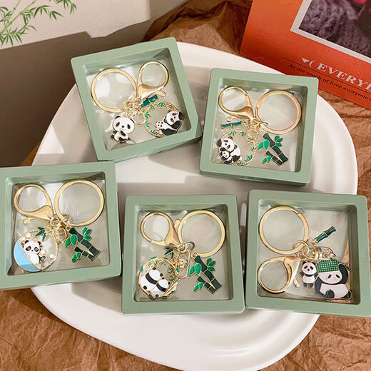 Lindo gigante panda llavero creativo recuerdo de metal regalo dibujos animados de estilo chino accesorios de tesoros nacionales accesorios en caliente 4 piezas (caja de regalo)