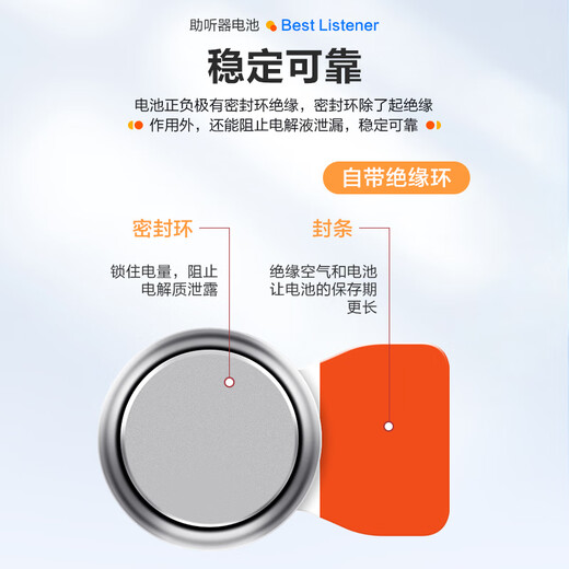Kefubei Lingmei audífono Batería de aire de zinc sin mercurio A10/A13/A312/A675 Botón de aire de zinc dedicado Accesorios de baterías de audífonos A10 [6 piezas por tabla]
