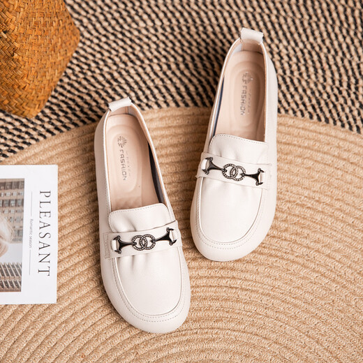 
Kanglibi genuine leather soft sole mother shoes single shoes middle-aged and old comfortable and not tired leather shoes middle-aged and old young and non-slip women's shoes spring and autumn style 672 single shoes off white purchase order early delivery 39