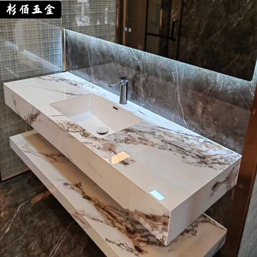 
XMSJ rock slab wash basin ceramic seamless double-layer bathroom cabinet integrated wash basin hotel bathroom washing fish belly white seamless basin smart mirror with supporting hardware SPWY60*50 has sold 7586 pieces