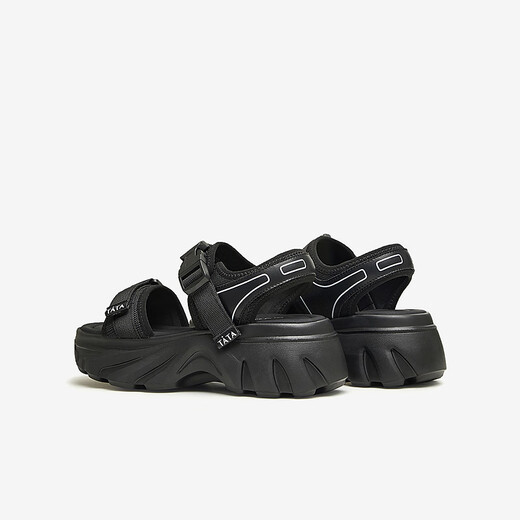 Tata casual sandalias de suela gruesas zapatos para mujeres de moda sandalias de playa suaves de estilo verano WL701BL4 Negro 36