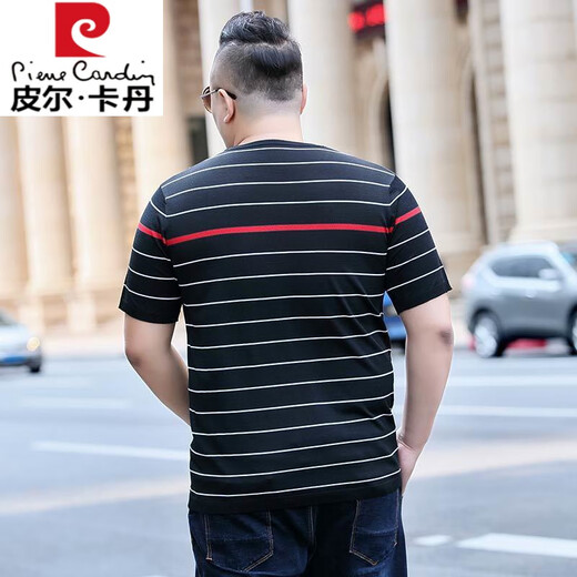 
Pier Cardin high-end ice silk short-sleeved T-shirt for men fat men's large size round neck plus fat plus loose loose casual men's half-sleeved T-shirt top white 9209 4XL