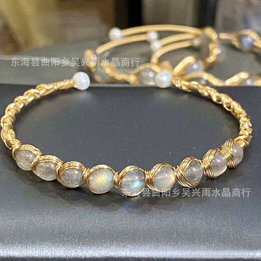Yangyan moonstone red agate bracelet bracelet white pearl tourmaline natural 14k gold-wrapped wire bracelet labradorite natural white pearl bracelet