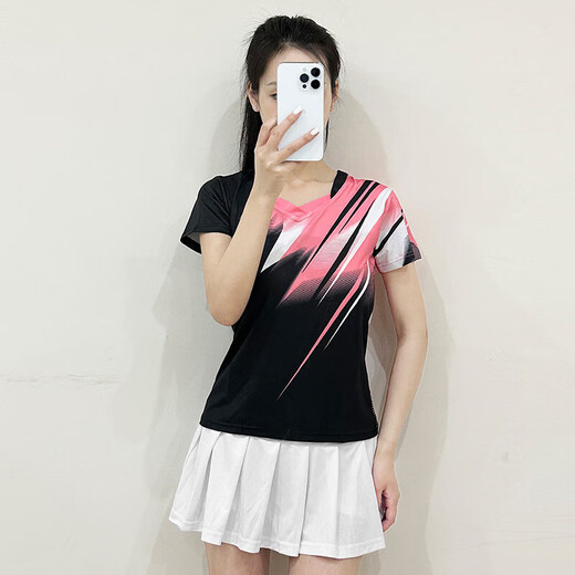 DUBLS新款羽毛球服男女短袖速干衣运动套装透气比赛训练服队服定制印号 G701B女白色+303黑裙裤 L