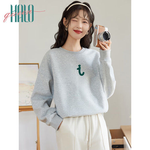 Halo Queen卫衣女春秋i人设计感圆领纯色休闲百搭套头上衣潮流H143W1047