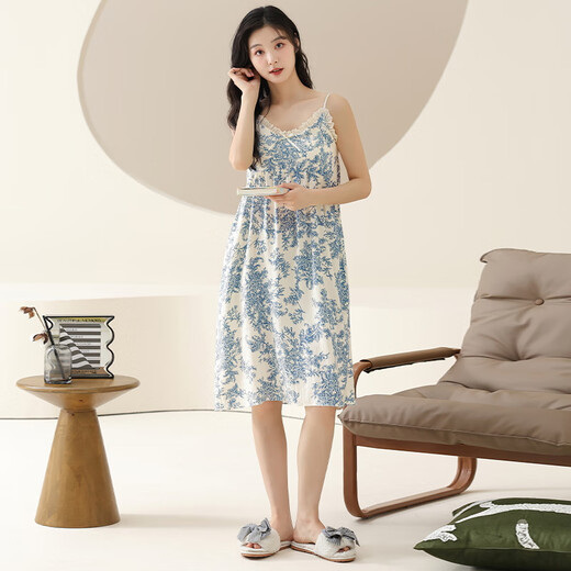 Catman Yunduo Cotton Pyjamas Damen-Hosenträger Nachthemd ohne Sinn für Brustpolster und Anti-konvexe Punkte im Sommer kann neuer Stil im dünnen Sommer getragen werden [Yunduo Cotton + Brust Pad] 6626 XL [Gewicht 120-140jin [Jin gleich 0,5 kg]]]
