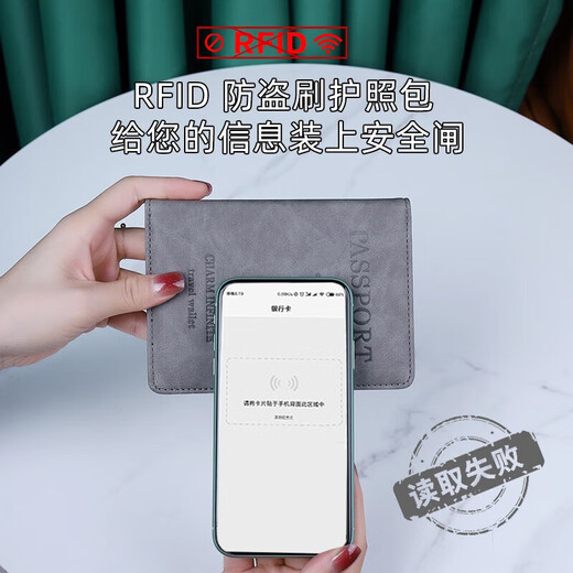 Shantou Lincun Passport Bag Protection Case RFID Anti-Diebstahl-Karten-Scanner-Reisedokument-Aufbewahrungs-Banken-Karten-Paket-ID-Kartenjacke [Upgrade Multifunktionsmodell] Passport Clip Grey am nächsten Tag/zugänglich