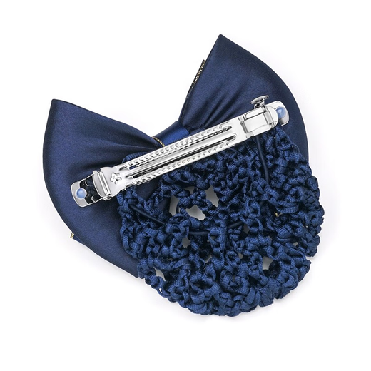 Ms. Qingxin's professional headband hair net bag nurse stewardess bank property hotel front desk hairpin bow hair cover pure blue 1 pack