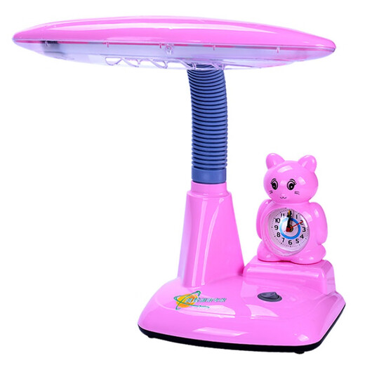 Baoshida LED Eye Protection Table Lamp College Children Cartoon Desk Bedside Reading Alarm Clock Style Anti-Pink LED Table Lamp (Standard Configuration) Button Switch