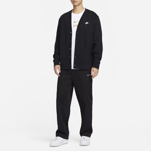 Nike (nike) куртка для мужчин 2025 весна и осенью Новый трикотажный кардиган V-образный свитер. Служная куртка Top Fn3899-010 Black l