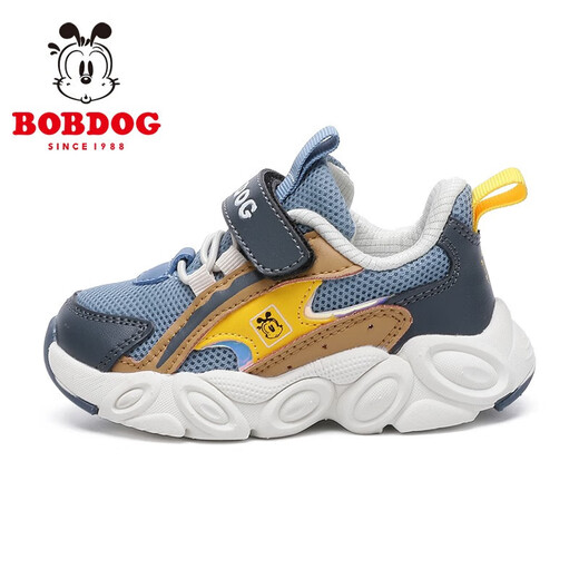 巴布豆（BOBDOG）童鞋男宝宝学步鞋春秋款儿童运动鞋 102313007 雾灰/青兰25