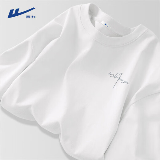 Warrior pure cotton T-shirt men's summer new heavy sports top men's trendy short-sleeved loose T-shirt white L