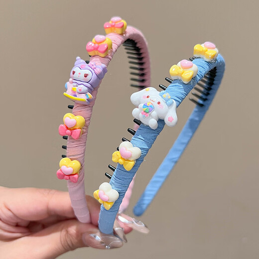 BARY REEF children's headband bangs broken hair artifact little girl Korean version fabric non-slip pressure hairpin girl hairband headwear blue cinnamon dog