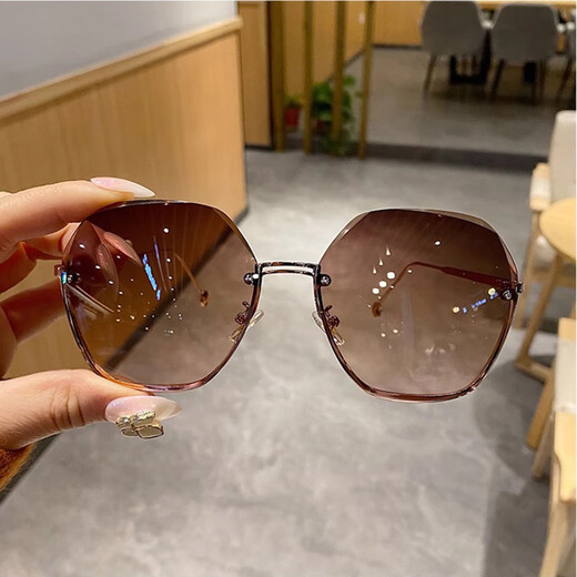 BECHUMO德国品牌太阳镜女偏光时尚墨镜防晒旅游驾驶开车眼镜 茶金框渐变茶