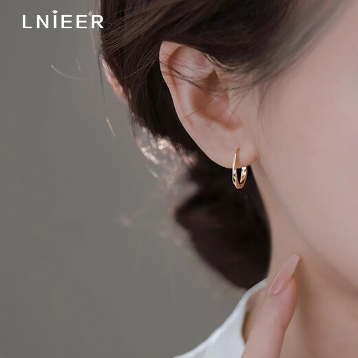 Lnieer999 Pure Silver Earrings Women's Earrings Möbius Ear Buckle Hoop Ear Jewelry Temperament Earrings 2025 New Hot Style Gold Möbius Ring Earrings 999 Pure Silver