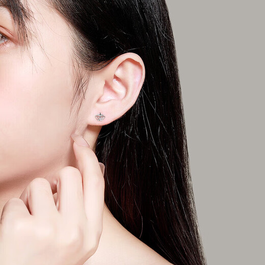 Mengjinyuan Platinum Earrings PT950 Crown Platinum Earrings as a birthday gift for your girlfriend