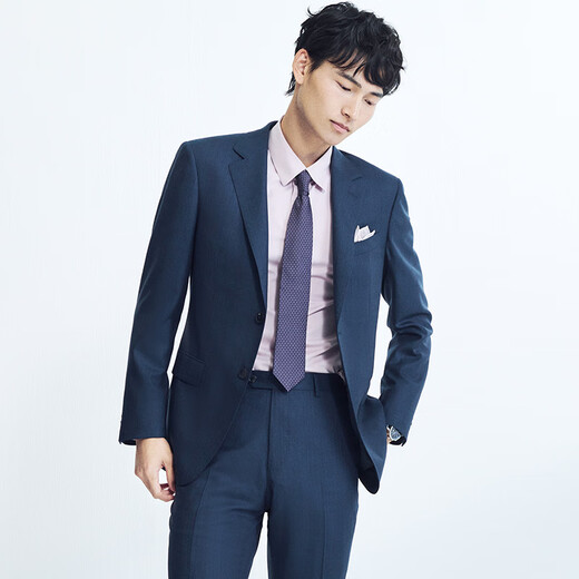 Anniversary Bird Suit Men's Preferred Spring New Mercerized Wool Formal Suit and Pants Suit Denim Blue Solid Color 44 A(165/88) /Please note waist or trousers
