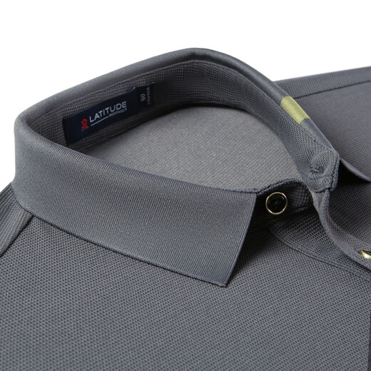 MONTAGUT Crisp and Stylish & Contrast Lapel Autumn Simple Casual Long Sleeve Men's Polo Shirt JG Dark Gray XL