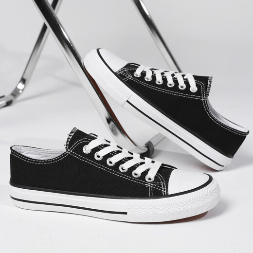 Italienisch Captain Casual Schuhe für Männer und Frauen klassische Star Leinwand Schuhe Low Top atmabable Sportplattenschuhe A21203 Schwarzer Männermodell 43