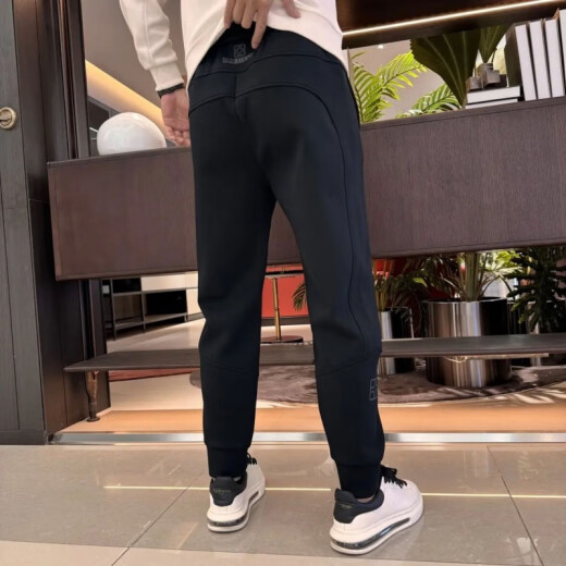 铭汇通巴宝绅加绒休闲裤秋冬新I款拼接小脚男潮流时尚宽松百搭弹力运动 黑色16868款 24  29100115斤