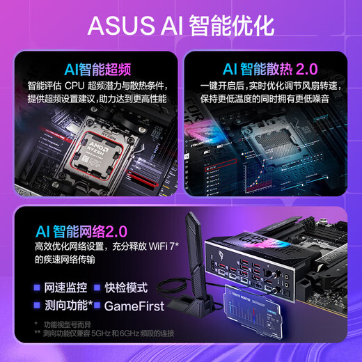 华硕X870E-E GAMING WIFI主板 支持 CPU 锐龙AMD 9900X/9950X/9800X3D 主板+CPU套装 板U套 【潮流电竞】X870E-E R9 9950X盒装
