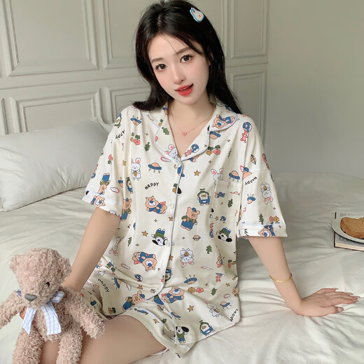Pajamas Женские Трехступенчатые милые мультипликационные животные для весны и лета для симпатичных мультфильмов для открытой одежды и симпатичной домашней одежды Kk14107 2xl [Рекомендуется 135-145Jin [Jin равняется 0,5 кг]]]